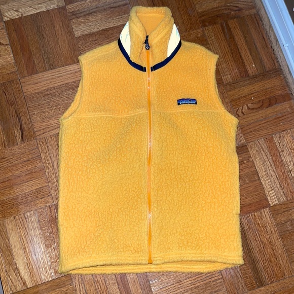 Patagonia Other - Patagonia vest yellow with navy trim on collar full zipper size 8